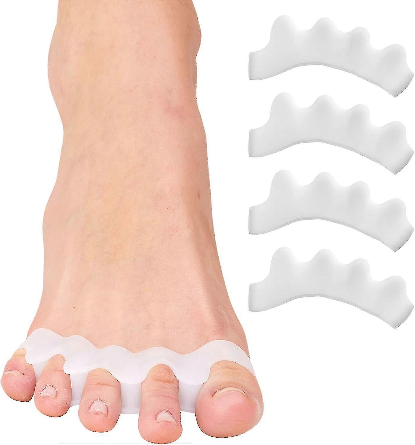 Silicone Toe Spacers for Correct Toe Alignment, Bunion & Hammertoe Straighteners - 2 Pairs (White)