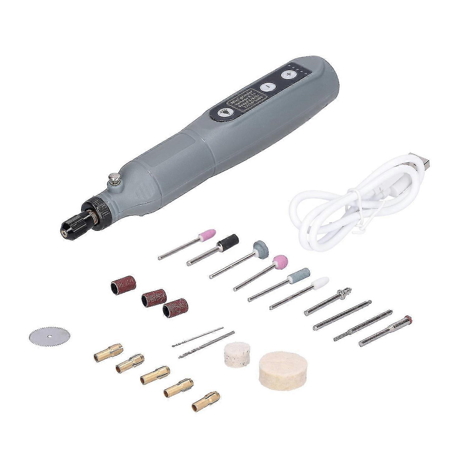 202 Mini Grinder Set Drill Power Tools Gray Portable Usb Charging With Light For Cleaning Cutting Dc