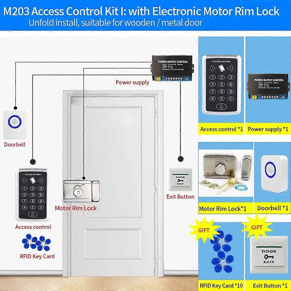 Access Control System Safe Electronic Gate Opener Kit Home Digital Sets Eletric Magnetic Bolt Rim Locks Smart Door Lock Kit