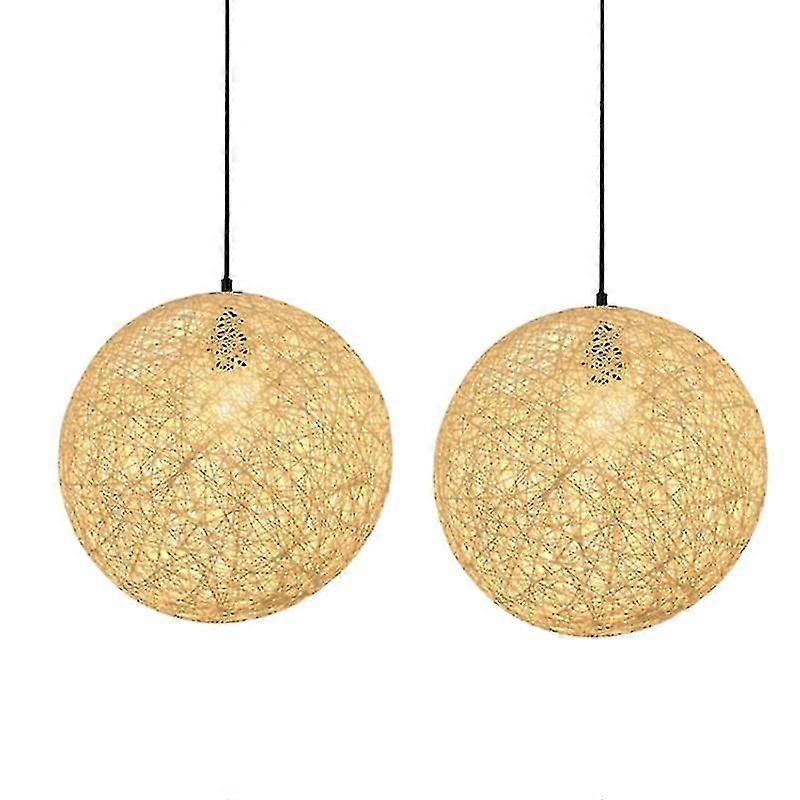 2 Pack Rattan I Hemp Ball Żyrandol Indywidualna kreatywność Sferyczny rattan Lampshade Nest