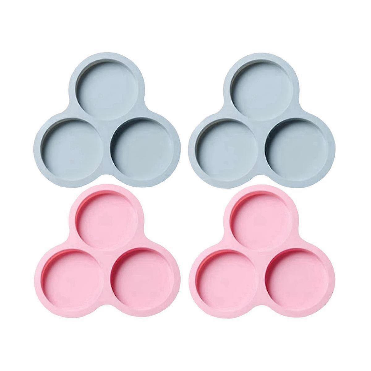 4 Pcs Silicone Egg Pan Reusable Egg Mold,non-stick Baking Pan 3 Cavity Silicone
