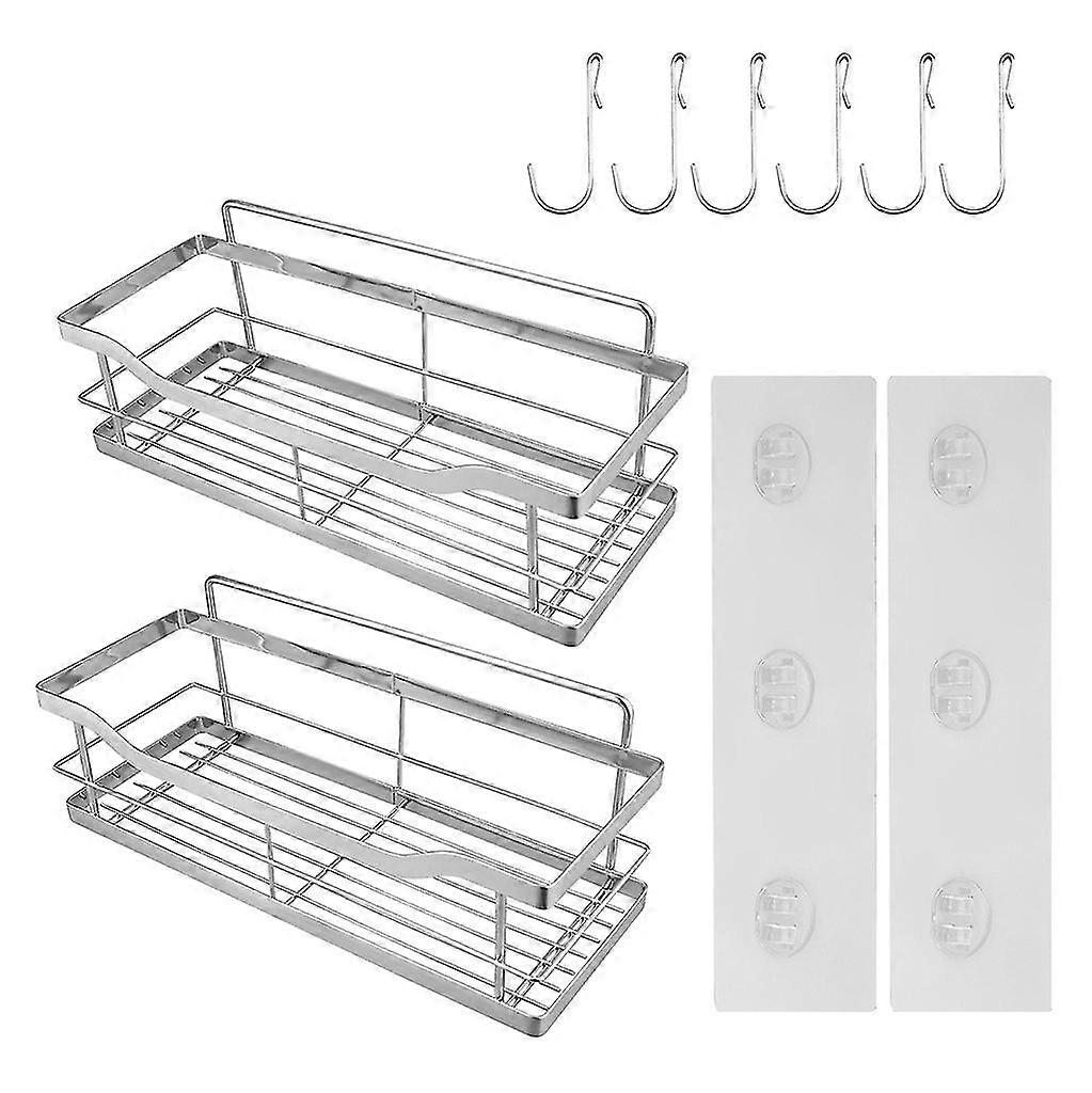 Shower Caddy 2-pack Adhesive Bathroom Storage Shelf Kitchen Rack Organizers