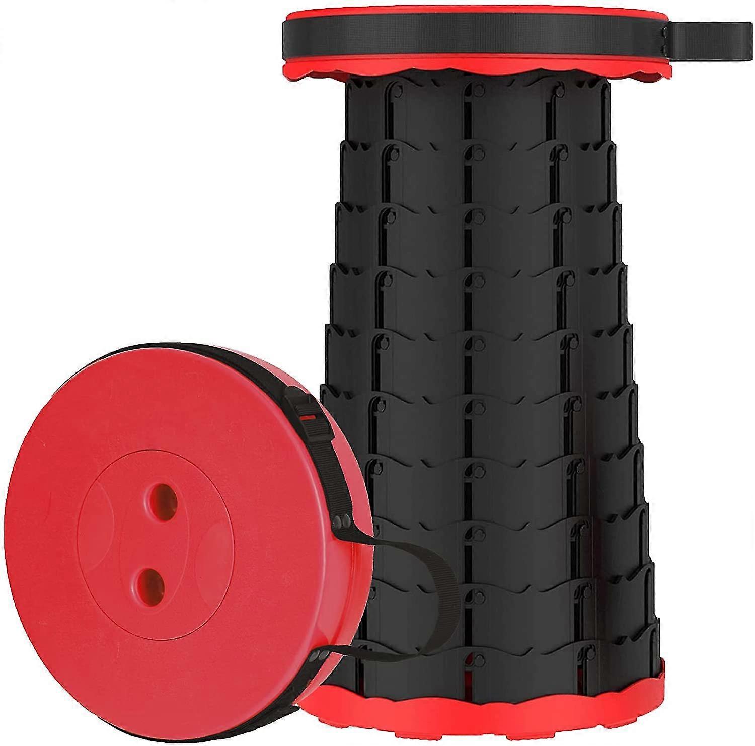 Portable Folding Stool - Max Load 480 Lbs - Telescopic Stool For Camping, Travel, Fishing (red Camping Stool)