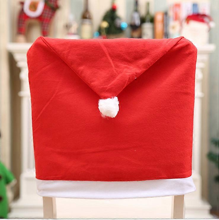 4pc Red Christmas Hat Dining Chair Slipcovers