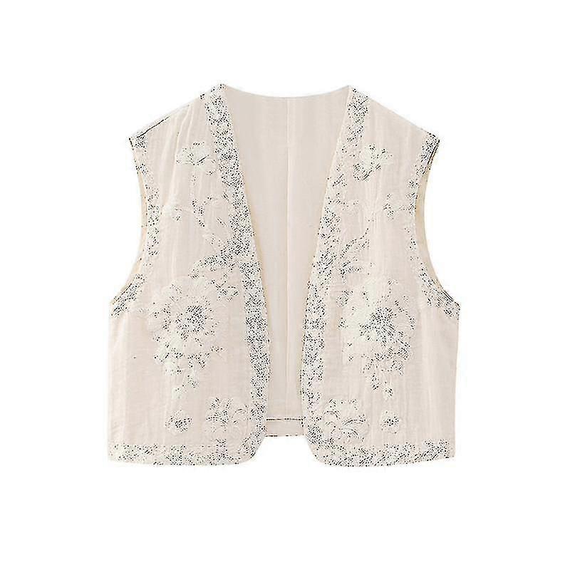 Kvinner blomsterbrodert vest i nasjonal stil