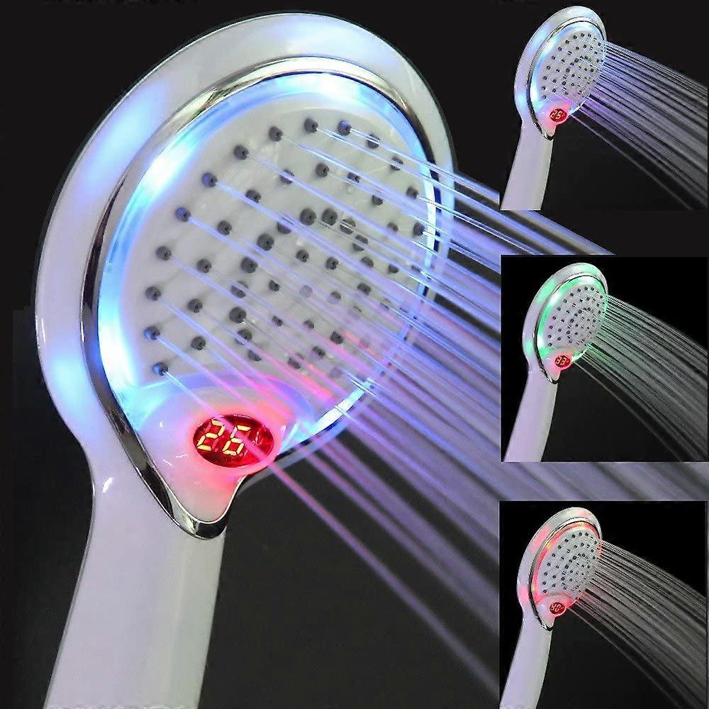 LED Shower Head Hand Shower, 3 Colors Temperature Control