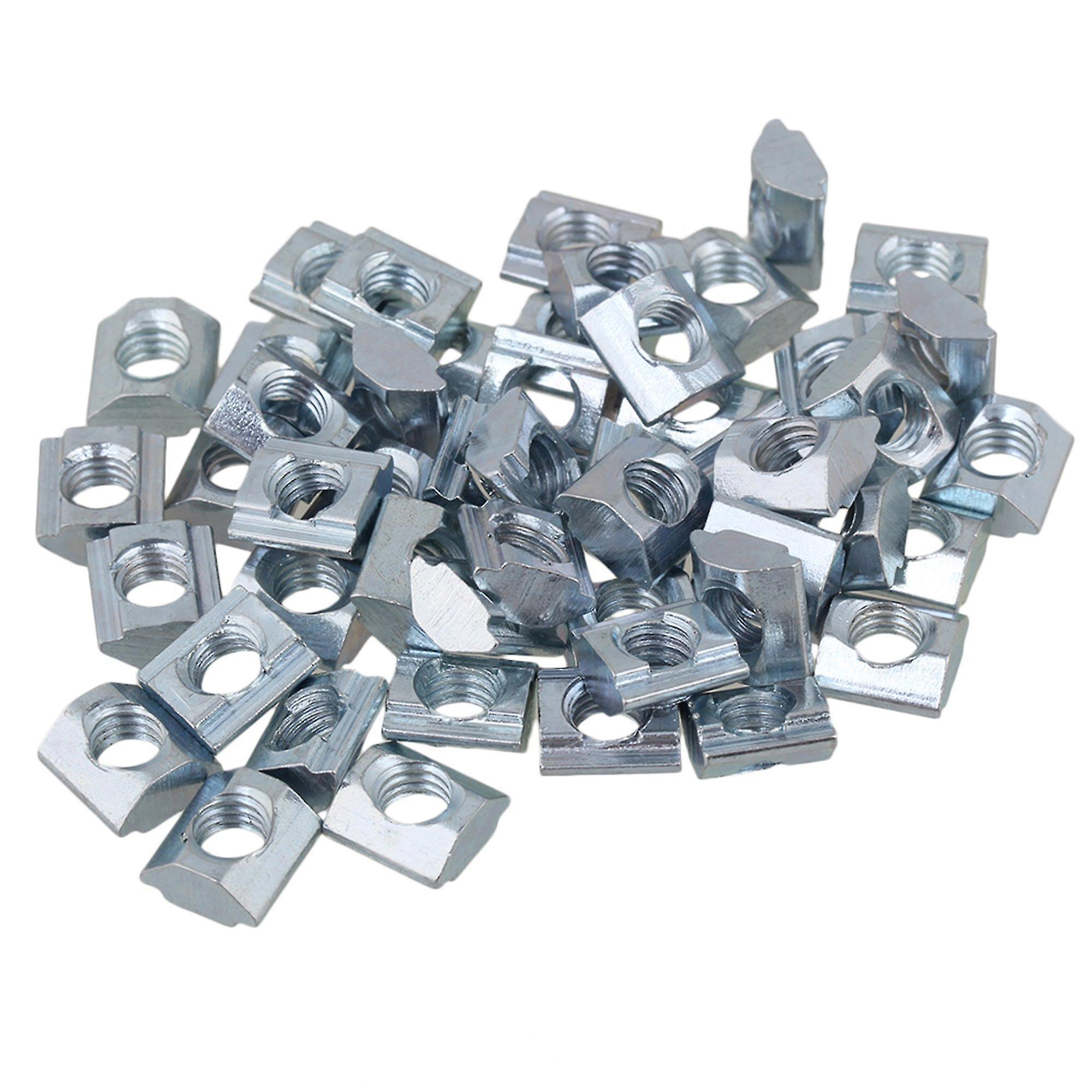 Router Bits 50pcs T Sliding Nut M6 Thread For 20 Series European Plated Carbon Steel Silver