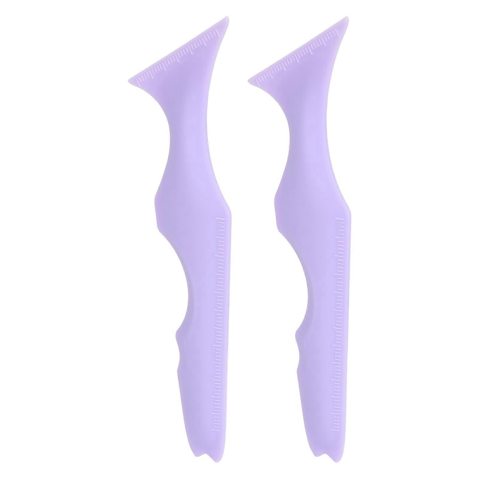 2pcs Eyeliner Stencils Pointed Tip Reusable Waterproof Silicone Eyeliner Aid Stencil for Makeup Purple