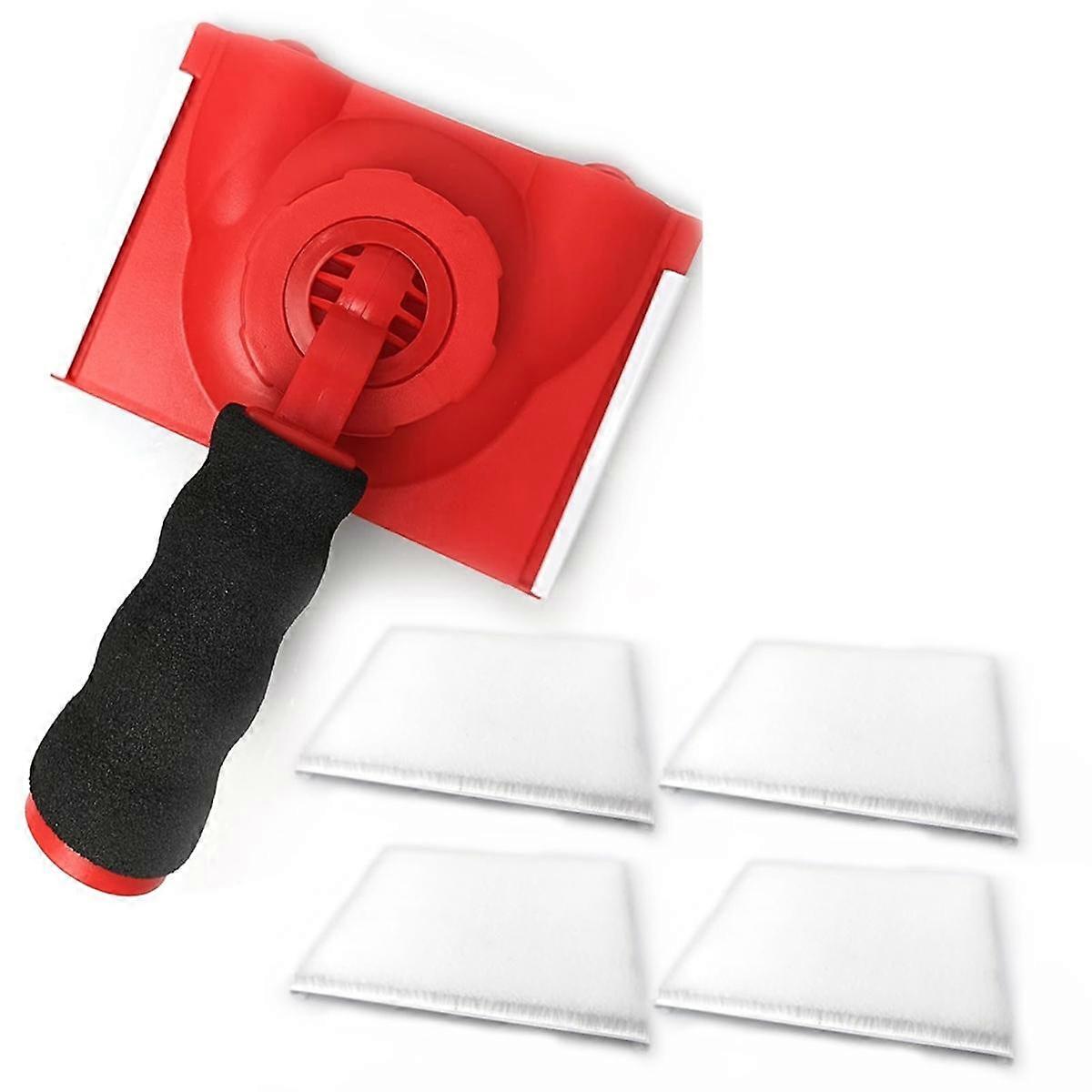 Rotatable Handle Paint Edger 4 Replacement Pads Refills, Easy Quick Paint Edger Tool for Walls Corn