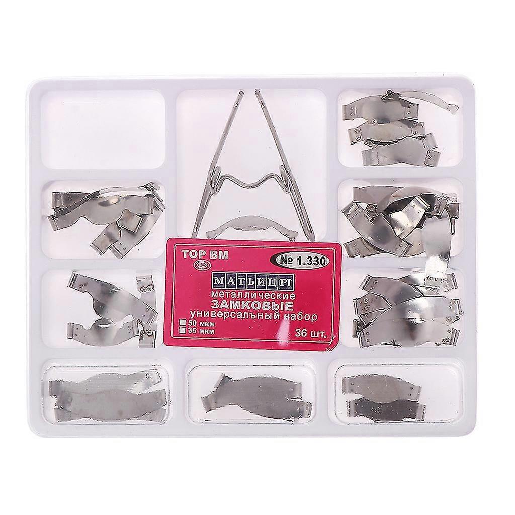 36 Pcs Dental Saddle Contoured Metal Matrices For Matrix Universal Kit With Spri