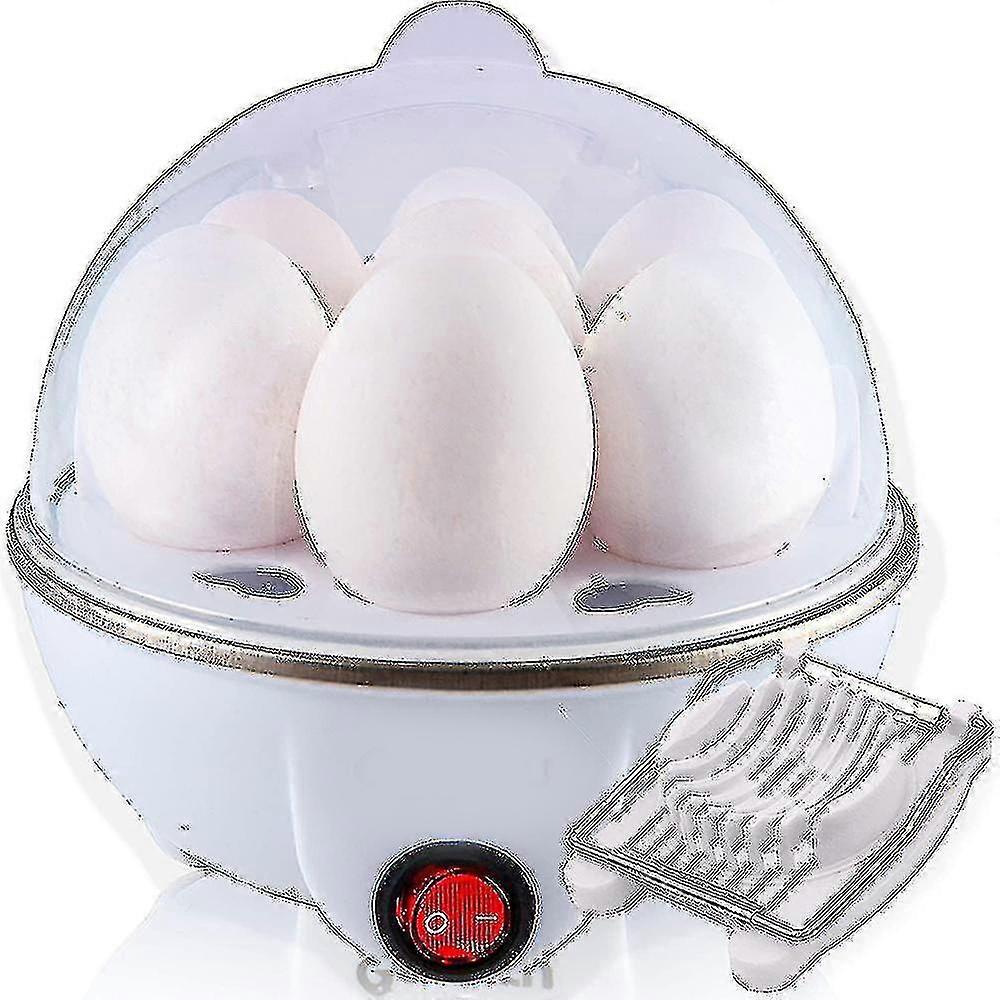 Cuisinière électrique à œufs Chaudronnière - à ébullition douce, moyenne ou dure, capacité de 7 œufs, technologie sans bruit, arrêt automatique, blanc - comprend une trancheuse à œufs