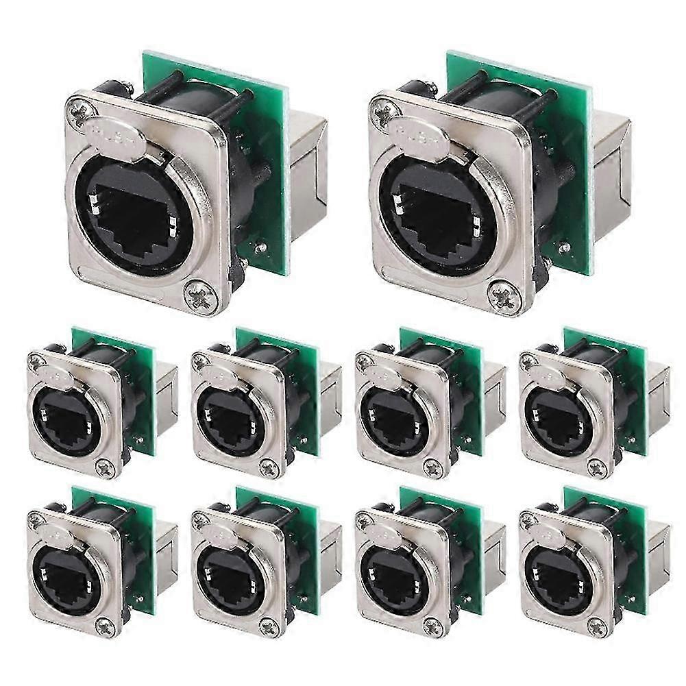 10pcs Ethercon Rj45 Chassis Socket, Ne8fdp Ethercon Pass Through Connector, D Series Cat5 Rj45 Panel-mount Socket