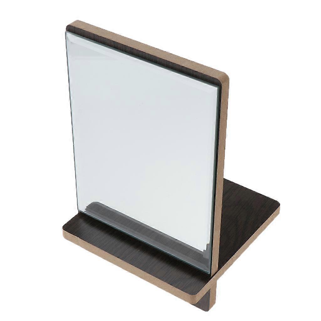 Travel Makeup Shaving Mirror Portable Tabletop Desktop Vanity Mirror with Standing for Home Office Travel - Dark Brown, S