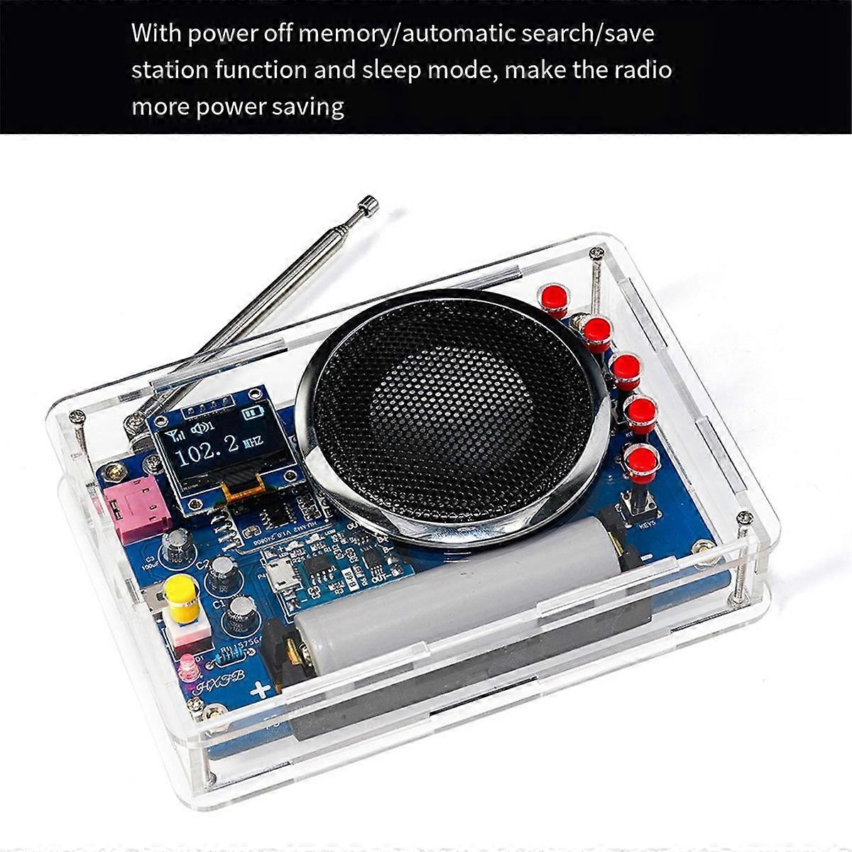 -077 FM Radio DIY Kit OLED Display Battery Rechargeable Welding Practice Assembly Electronic Production Kit