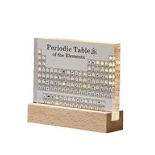 Crystal Periodic Table with Real Elements Samples Letter Decoration Kids Teaching School Display Chemical Element Home Decor