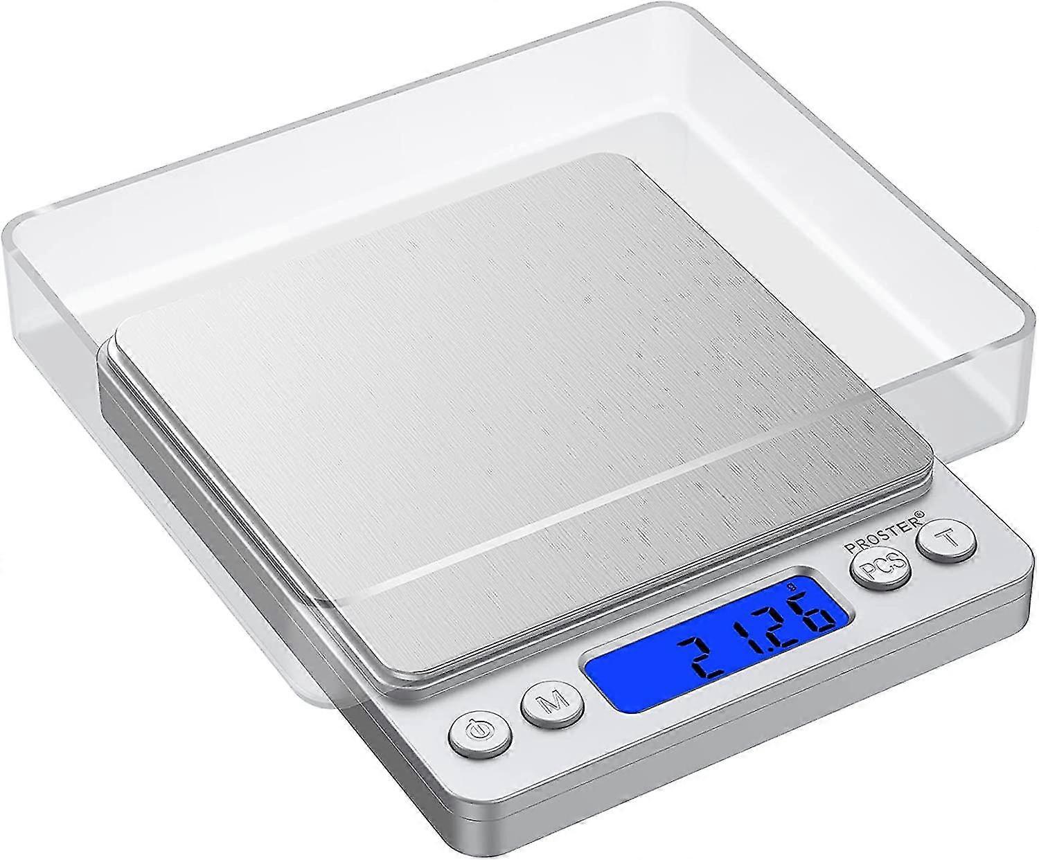 Precision Kitchen Scale 0.01g/500g 6 units measuring grams/ounces/Ozt/Dwt/Ct/Gn Pastry Scale with two trays Food Scale with backlit LCD display Stainl