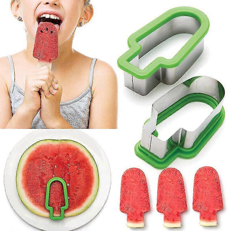 2pcs melon Slicer Ice Cream Shape Watermelon Slicer Melon Cutter Stainless Steel Kitchen Tool