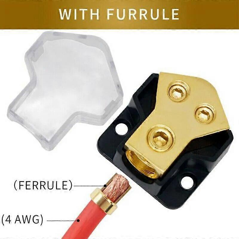 2 Way Power Distribution Block Power/Ground Splitter 0/4gauge AWG For Car Audio Stereo Amplifier Multi-functional Durable