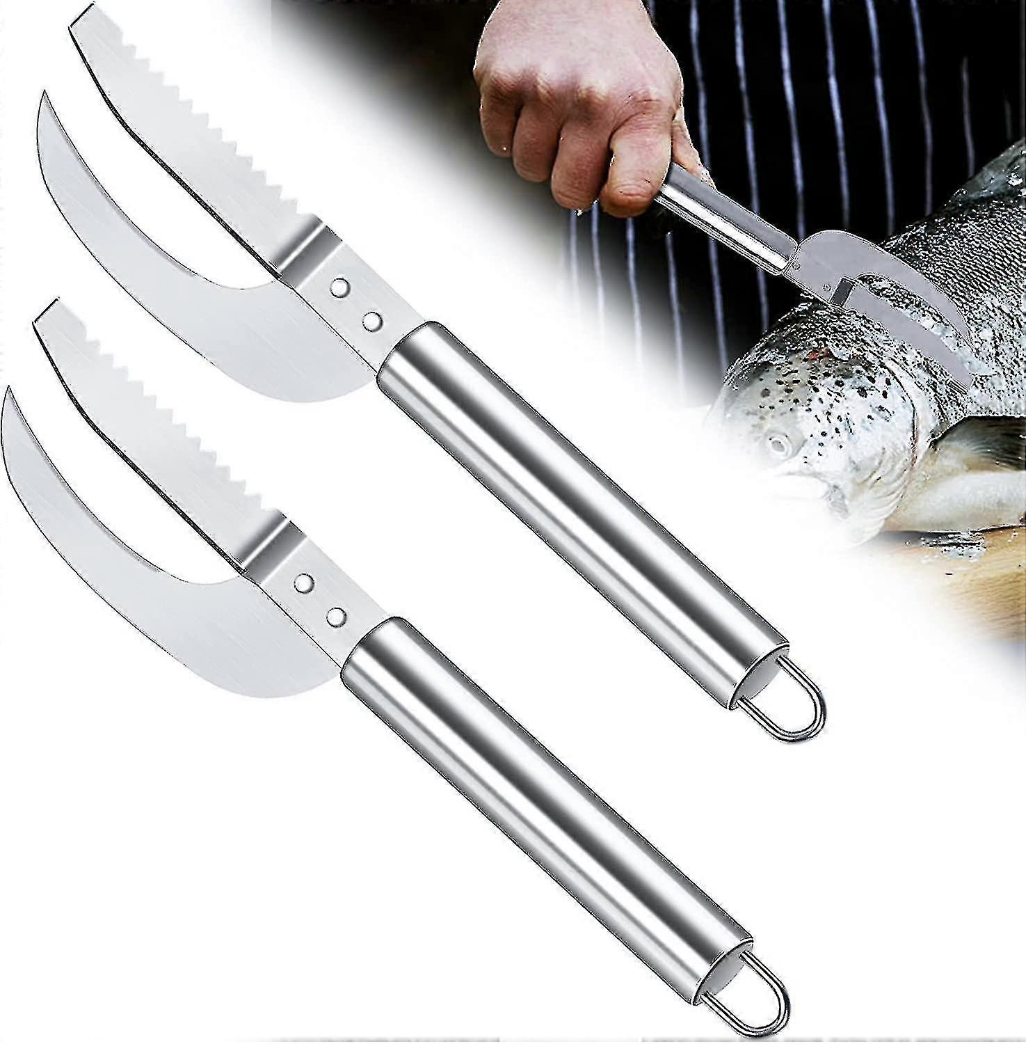 3 in 1 scala di pesce scaler con coltello per fauci di pesce, rimozione dello scaler di pesce in acciaio inossidabile, strumenti per la pulizia del pesce per la cucina
