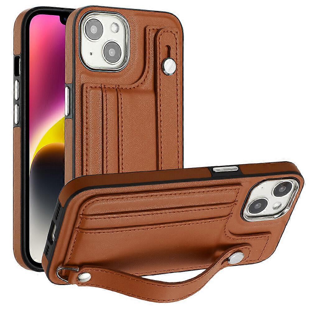 Compatible with iPhone 13 Credit Card Slots Holder PU Leather Wallet Case with Wristband