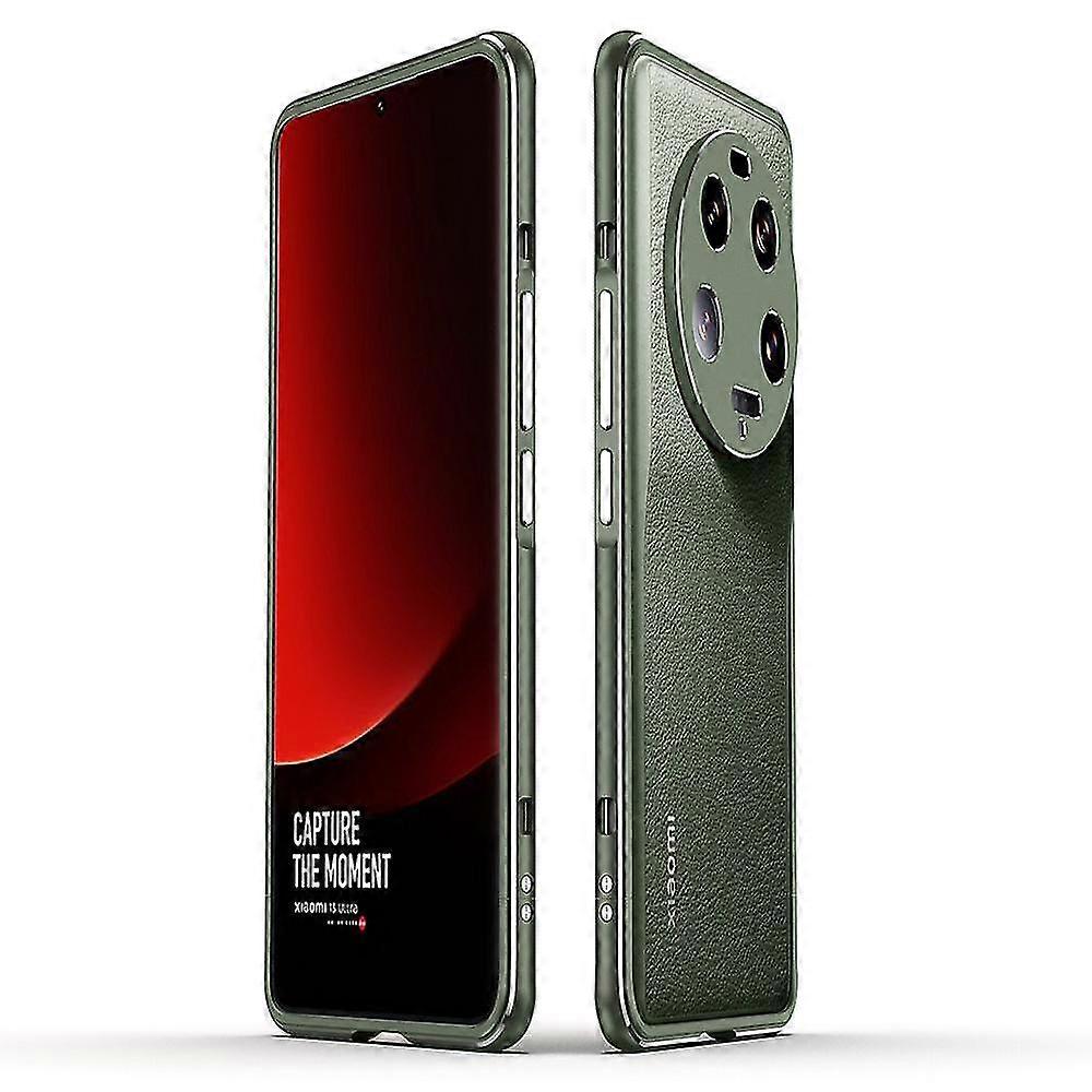 For Xiaomi 13 Ultra Anti-Scratch Phone Case PU Leather+Metal Frame Slim Shell with Camera Lens Cover