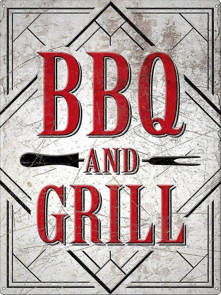 Vintage Tin Poster Churrasco E Grill Metal Tin Sign 8x12 polegadas OU 12x16 polegadas Retro Art Home Kitchen Bar R