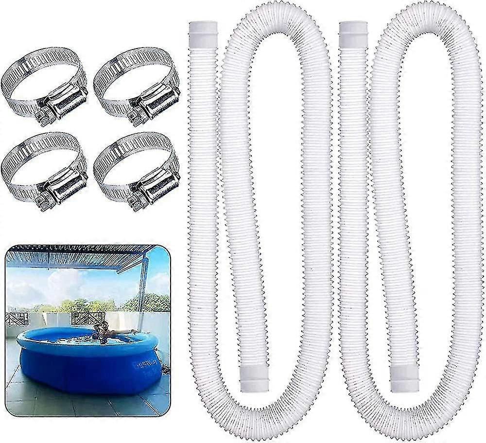 Above Ground Swimming Pool Replacement Hose 32mm Diameter 1.25cm Above Ground Swimming Pool Filter Pump Replacement Hose 100cm Long, 4 Metal Clamps