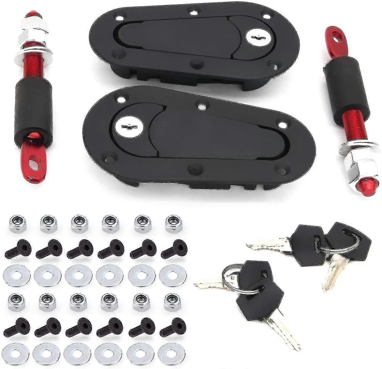 Flush Hood Latch And Pin Kit - Blackuniversal Racing Car Hood Pin Engine Bonnet Latch Lock Kit