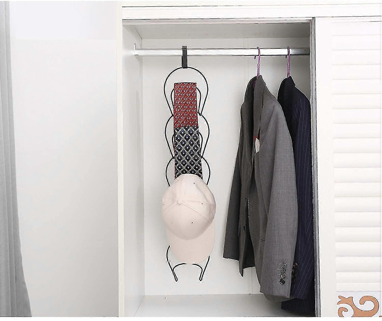 Cap Holder 5 Rings Adjustable Hat Holder Removable Wardrobe Hooks Stackable Hanging Storage Hooks