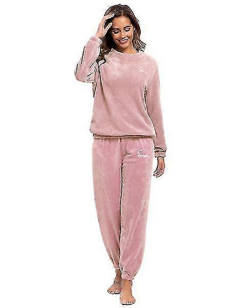 Zimní teplé pyžama Plus Fleece Top Kalhoty s kulatým krkem Měkké pyžama Set