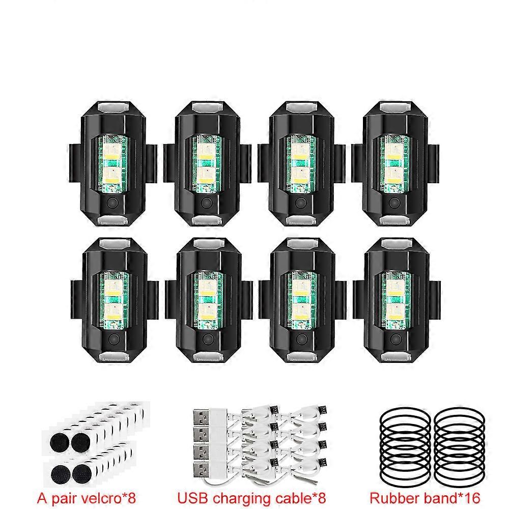 Universal Led Aircraft Strobe Lights Motorcycle Anti-collision Warning Light with USB Charging 7 Colors Turn Signal Indicator
