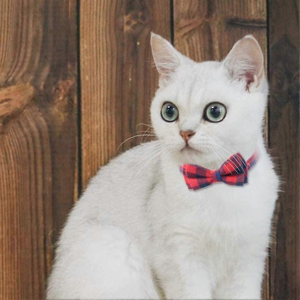 2 Cat Collars, Quick  Se Cat Collars With Bells And Bow Ties, Cute Plaid Pattern For Most House