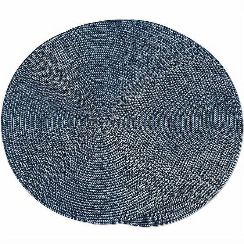 6pcs Round Braided Placemats, Table Mats For Dining Tables, Woven Washable Non-Slip Place Mats, 15 Inch For Home Decoration, Table Devor