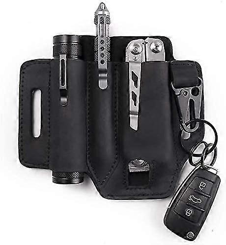 mit Schlüsselhalter Multi-Tool-Tasche, Ledergürtelschlaufe Taillen-Multitool-Scheide, EDC-Multitool-Scheide für Gürtel für Training, Camping, Klettern, Angeln, Trav