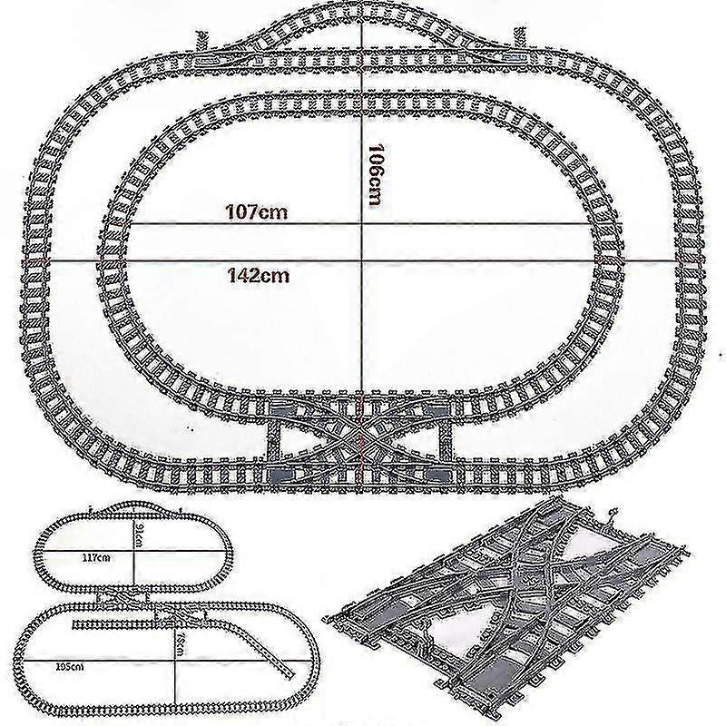 City Trains Flexible Tracks Forked Straight Curved Rails Switch Building Block Bricks High-tech Creative Toys For Kids Gifts