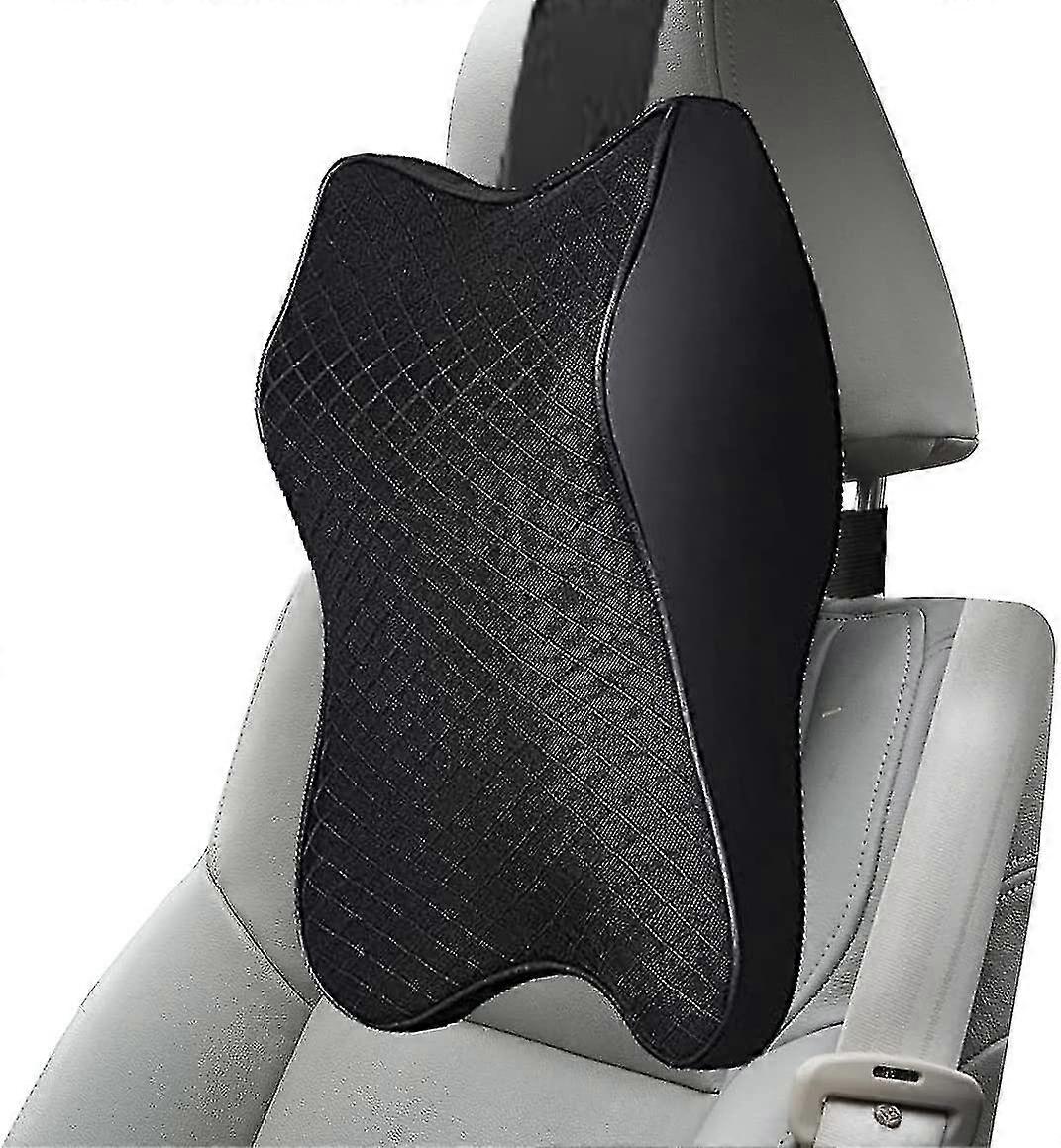 Car Headrest Neck Pillows with Memory Foam - Breathable Black