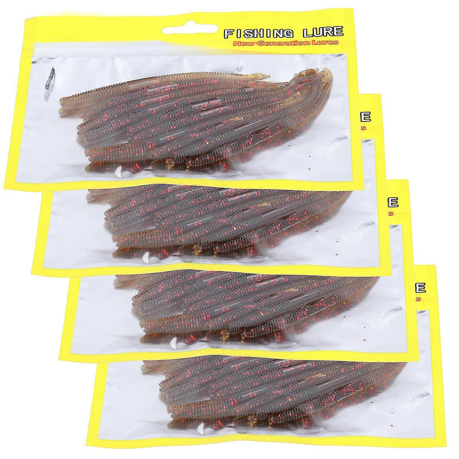 Artificial Simulation Soft Silicone Earthworm Shape Lure Bait Fishing Accessory (4 Sets)