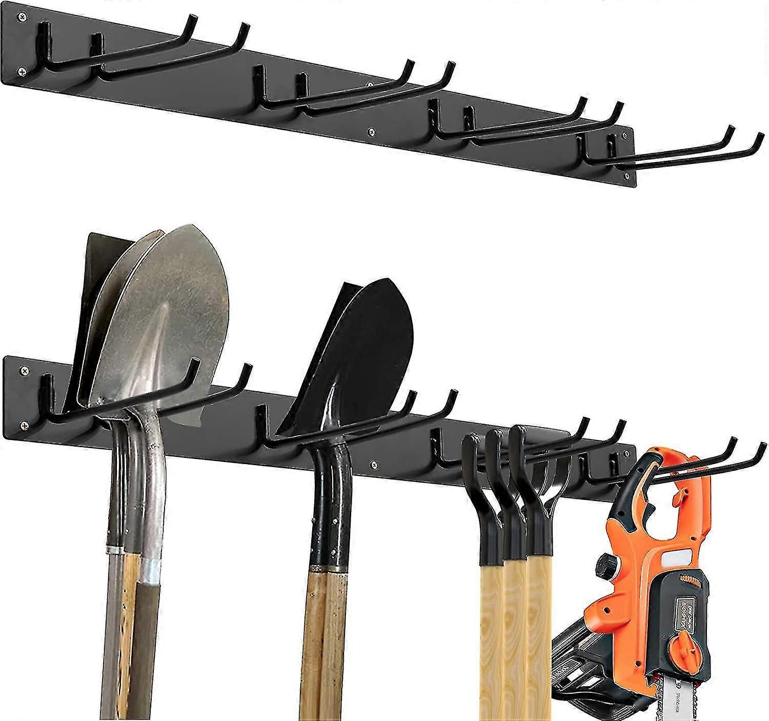 Tool Storage Rack,wall Mounted Garage Storage Organizer With 4 Double Layer Hooks, Heavy Duty Garden Tool Organizer Utility Hanger-yvan