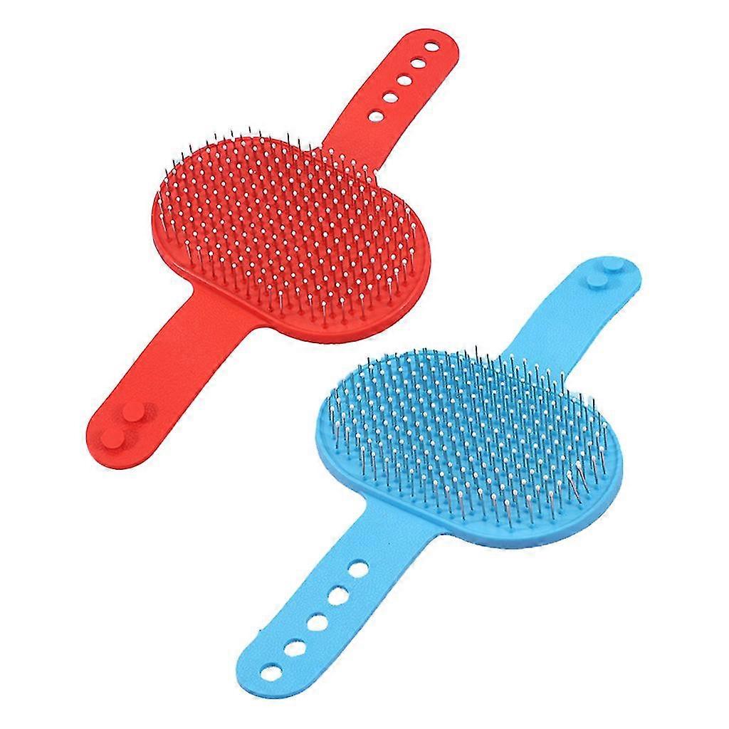 2-pack Dog Grooming Brush Pet Bath Brush Massage Comb Resizable Loop Handle