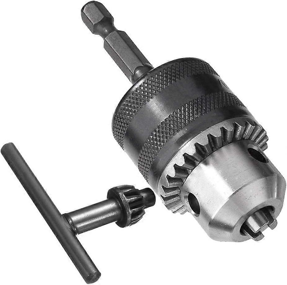 1.5-13mm 6.35mm Hex Shank Quick Change Drill Chuck Adapter, 1/2-20UNF Drill Chuck Converter with Chuck Key