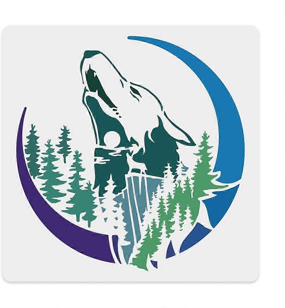 Wolf Painting Stencil Forest Animal Stencils for Painting Craft Stencils Mountain Hollow Out Drawing Painting Template for Wood Fabric Paper Walls Can
