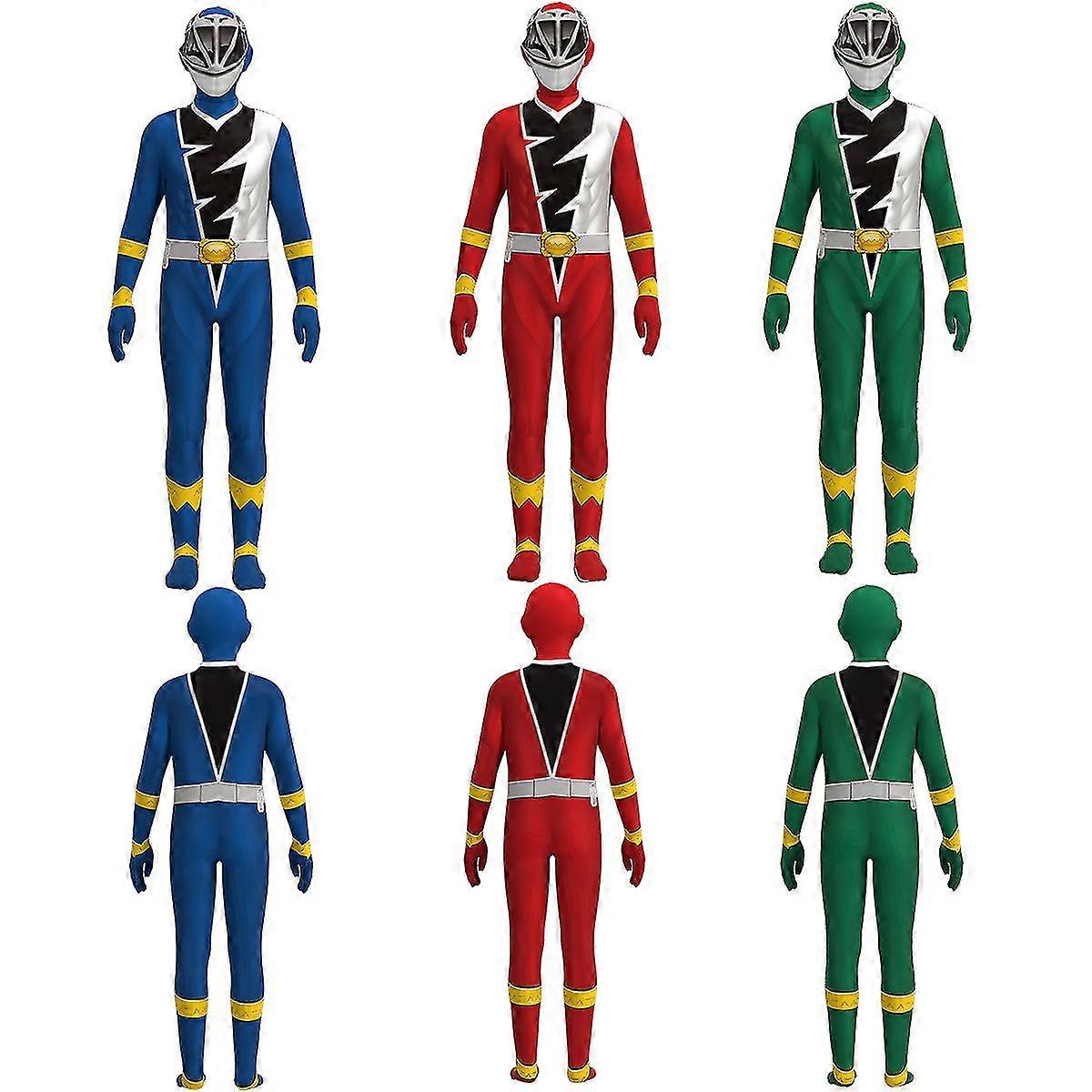 Power Rangers Dino Fury Cosplay Costume For Children Tri-color Optional Jumpsuit