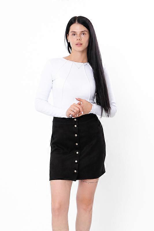 Mini Skirt – Women's Versatile Suede Skirt with Front Button Closure,, Any season,  HC 8412-087