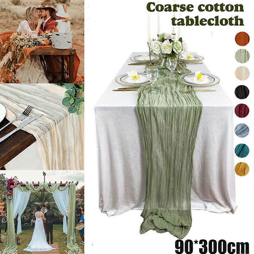 Bryllup Gauze Cheesecloth Table Runner Bryllup Middag Tabell Dekor Styling Rustikk, 100% ny