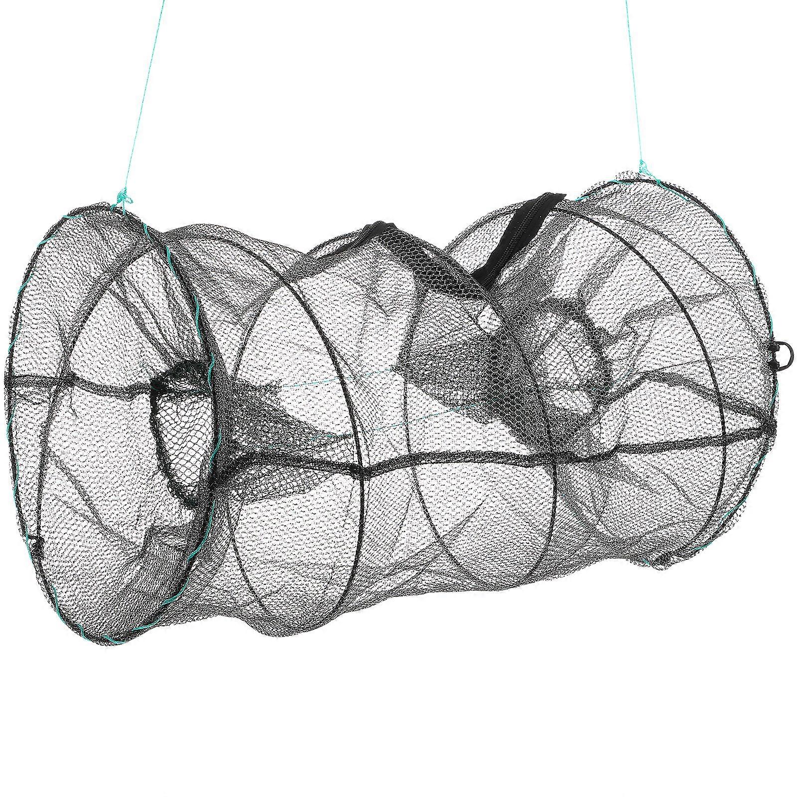 1PC Foldable Bait Cast Mesh Trap Net Portable Fishing Landing Net Shrimp Cage for Fish Lobster Prawn Crayfish Crab (Ultra Dense Mesh, Big Size)