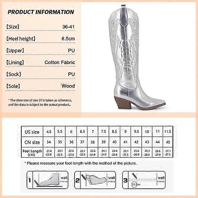 Retro Autumn Winter White Knee High Boots Big Size 41 Women Comfy Walking Female Western Cowboy Boot For Dropshipping Shoes