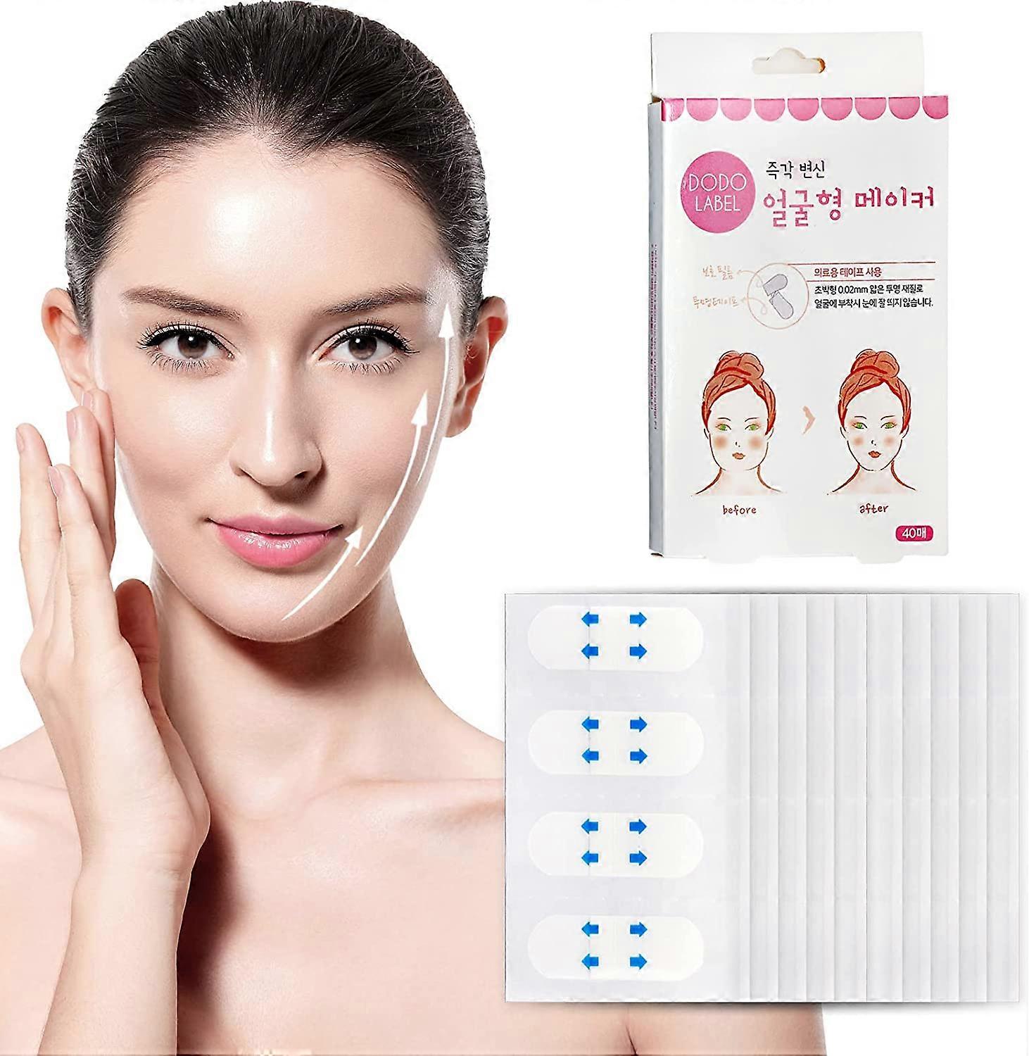Invisible Face Lift Tape,40 Pcs Instant Face Sticker Face Neck Eye V Line Shape Anti Wrinkle Tape, Waterproof Elastic Wrinkle Lift Patches