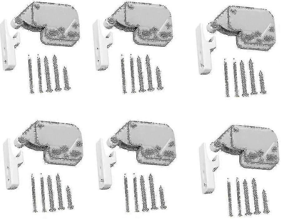 6pcs Cabinet Door Spring Latch, Spring Latch Door Catch Mini Latch With Retainer Plate