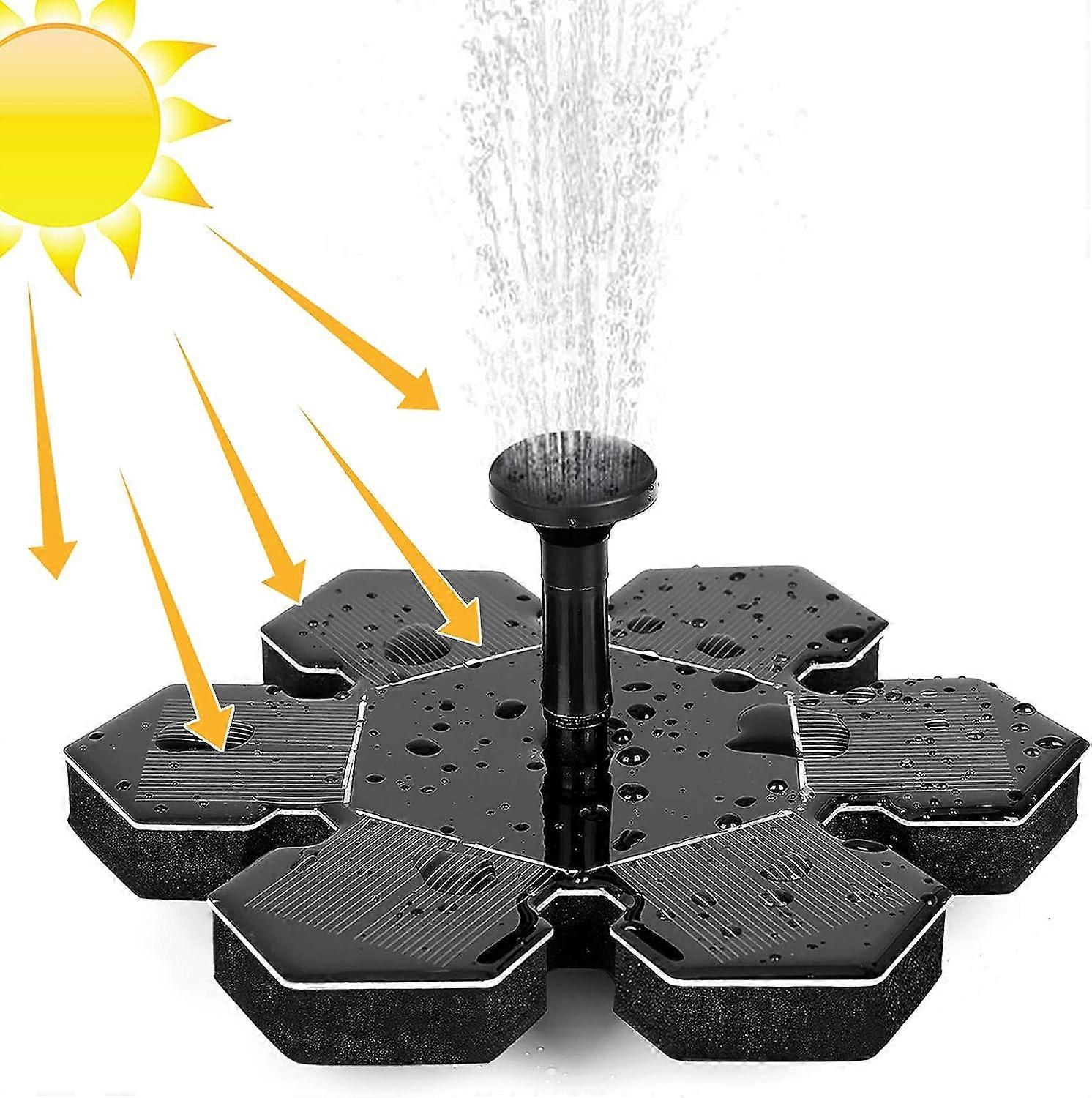 Ulkoinen aurinkolähde 1.5W, aurinkovesipumppu, aurinkolammen pumppu akulla ja 4 suuttimella, aurinkosuihkulähdepumppu, mini kelluva suihkulähde