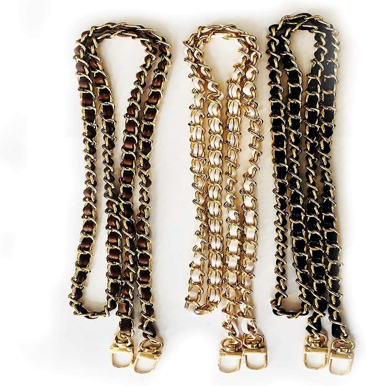 (Black, White and Brown) 3 Pack Purse Chains, Replacement Chain, 120cm Purse Chain for Purses.